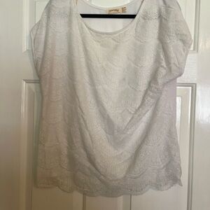 Faded Glory White Lace Scoop Neck Blouse